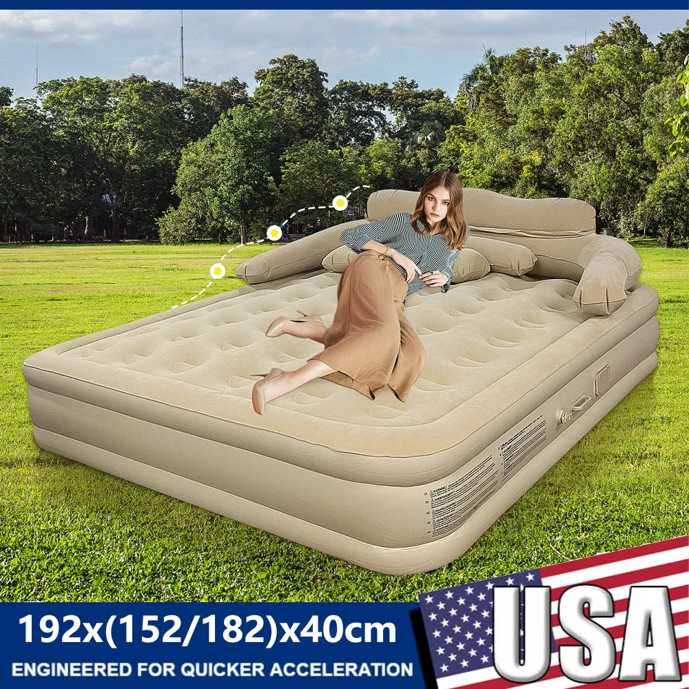 192x182x40cm Inflatable Mattress For Home And Outdoor Sleeping 1-2 Person Camping Air Cushion Portable Folding Sofa Mat