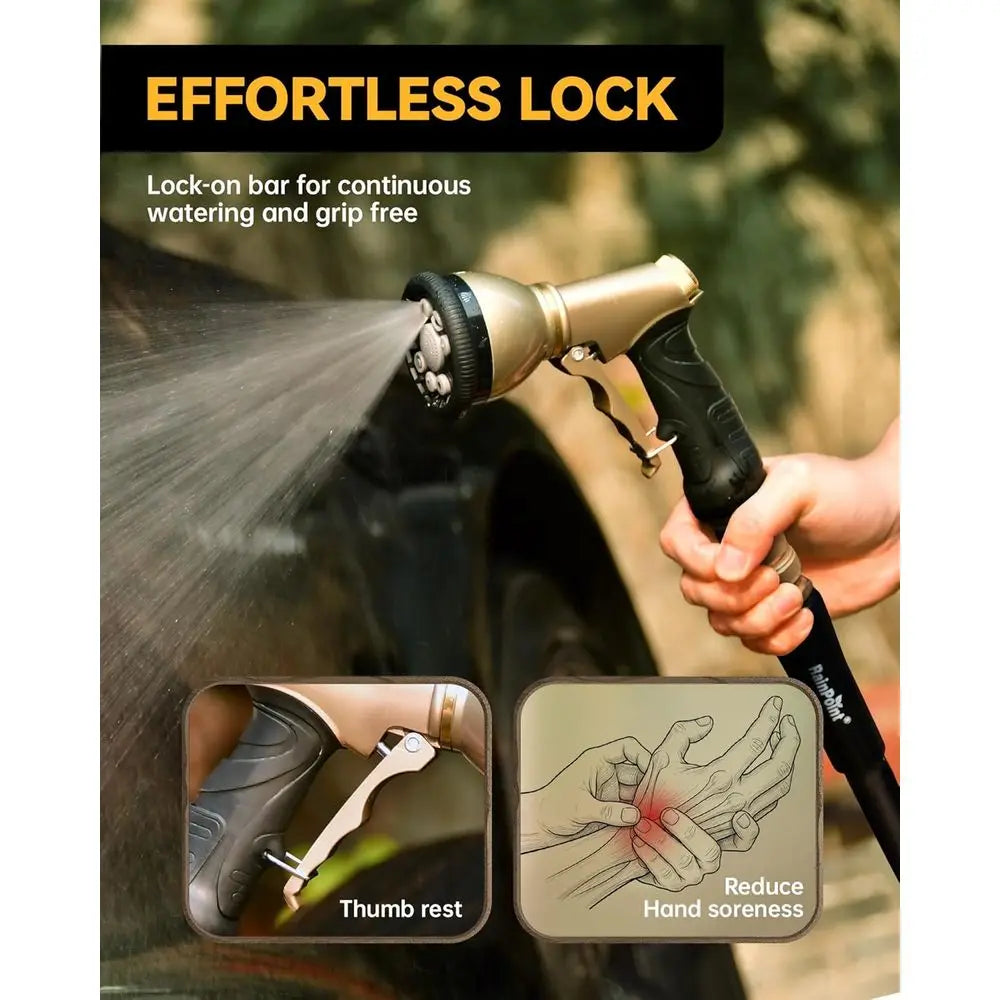 Garden Hose Nozzle With 9 Spray Settings Heavy Duty Metal