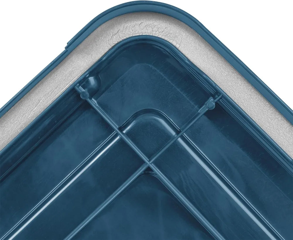 31 Qt Eco-Friendly Storage Bins with Lids, 4 Pack, BPA-Free Plastic Gasket Box with Tight Latch and Seal, Stackable Nestable