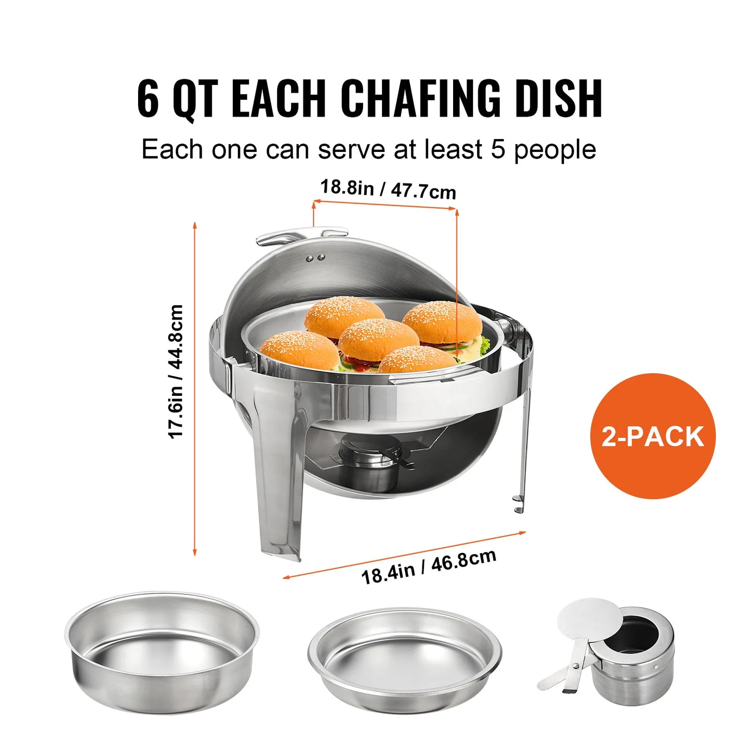 Succebuy Roll Top Chafing Dish Buffet Set 2 Pack Stainless