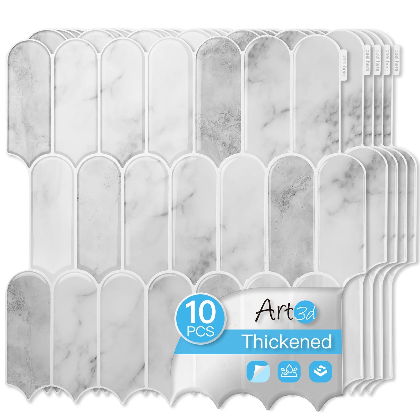 Art3d Self Adhesive Marble Backsplash Tiles 10 Pack