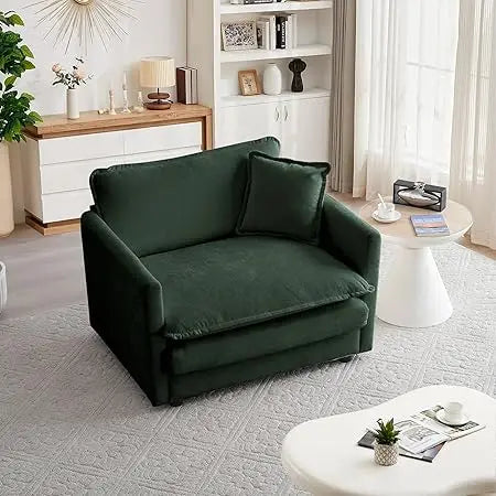 41.4" W Single Seat Sofa, Chenille Comfy Deep Upholstered Couch Armchair with Toss Pillow for Living Room Bedroom Office Apartm