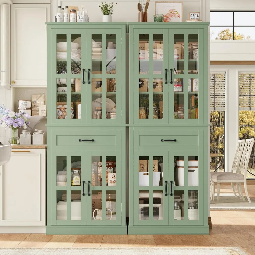 Kitchen Cabinet With Glass Doors And Drawers Freestanding Pantry