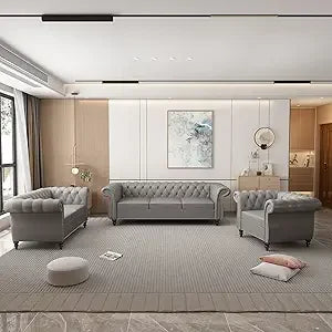 DAFIFY Velvet Chesterfield Living Room Set Sofa Loveseat