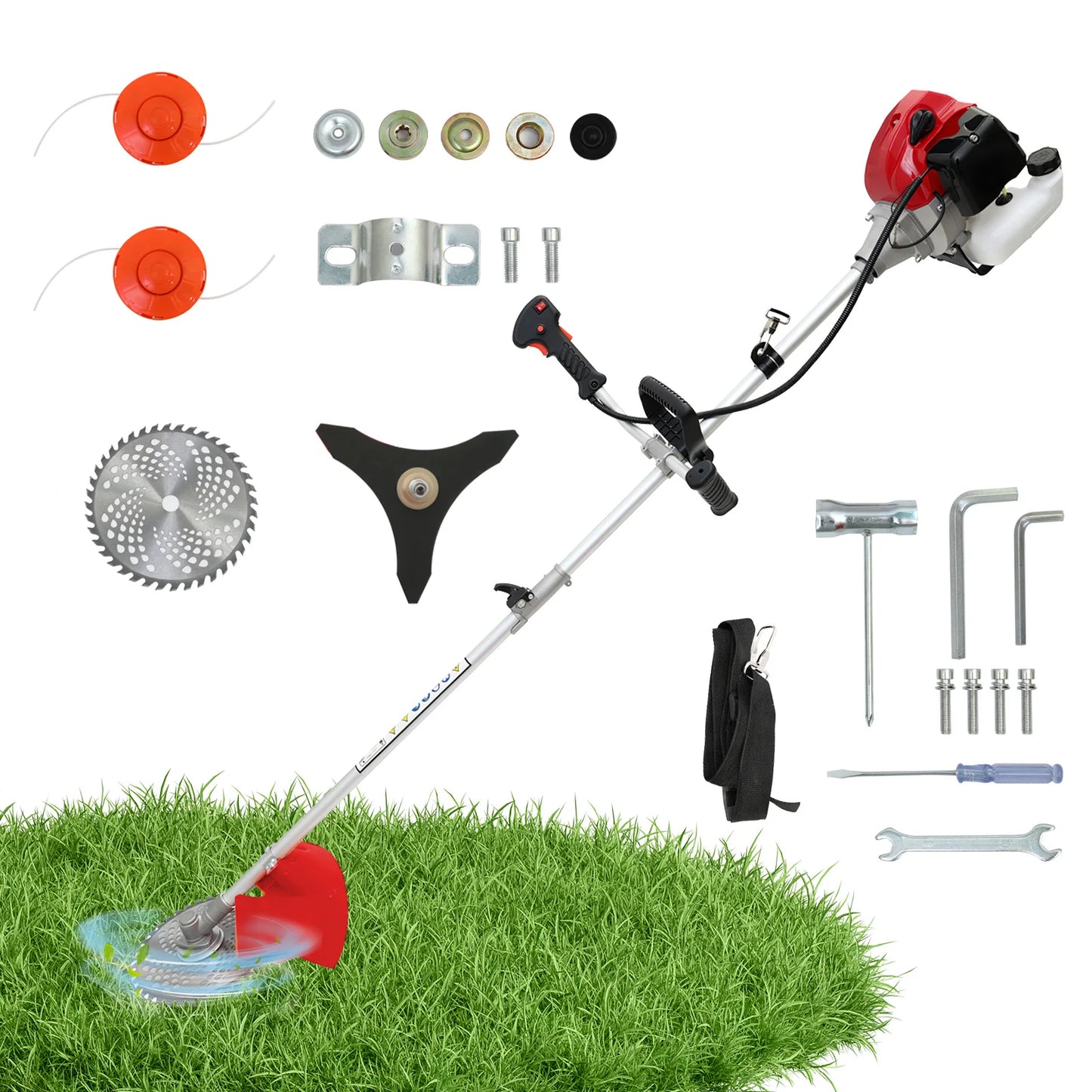 52cc Gasoline Lawn Mower 2 Stroke 4 In 1 Adjustable Straight Shaft