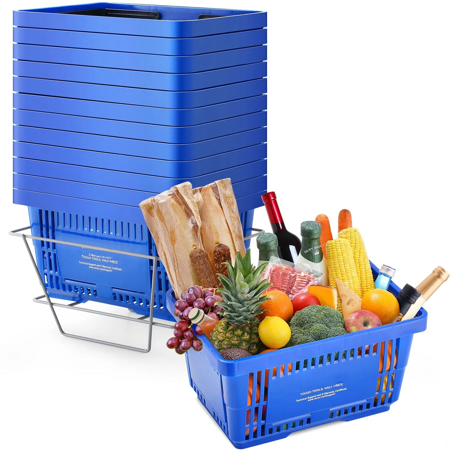 SucceBuy 12 Pack Shopping Basket With Durable Handle Stand