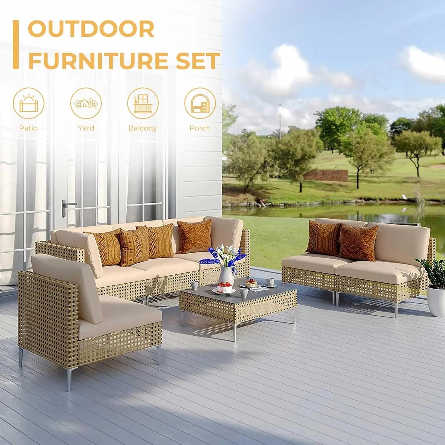 Grand Patio Wicker Outdoor Furniture Set With Cushions