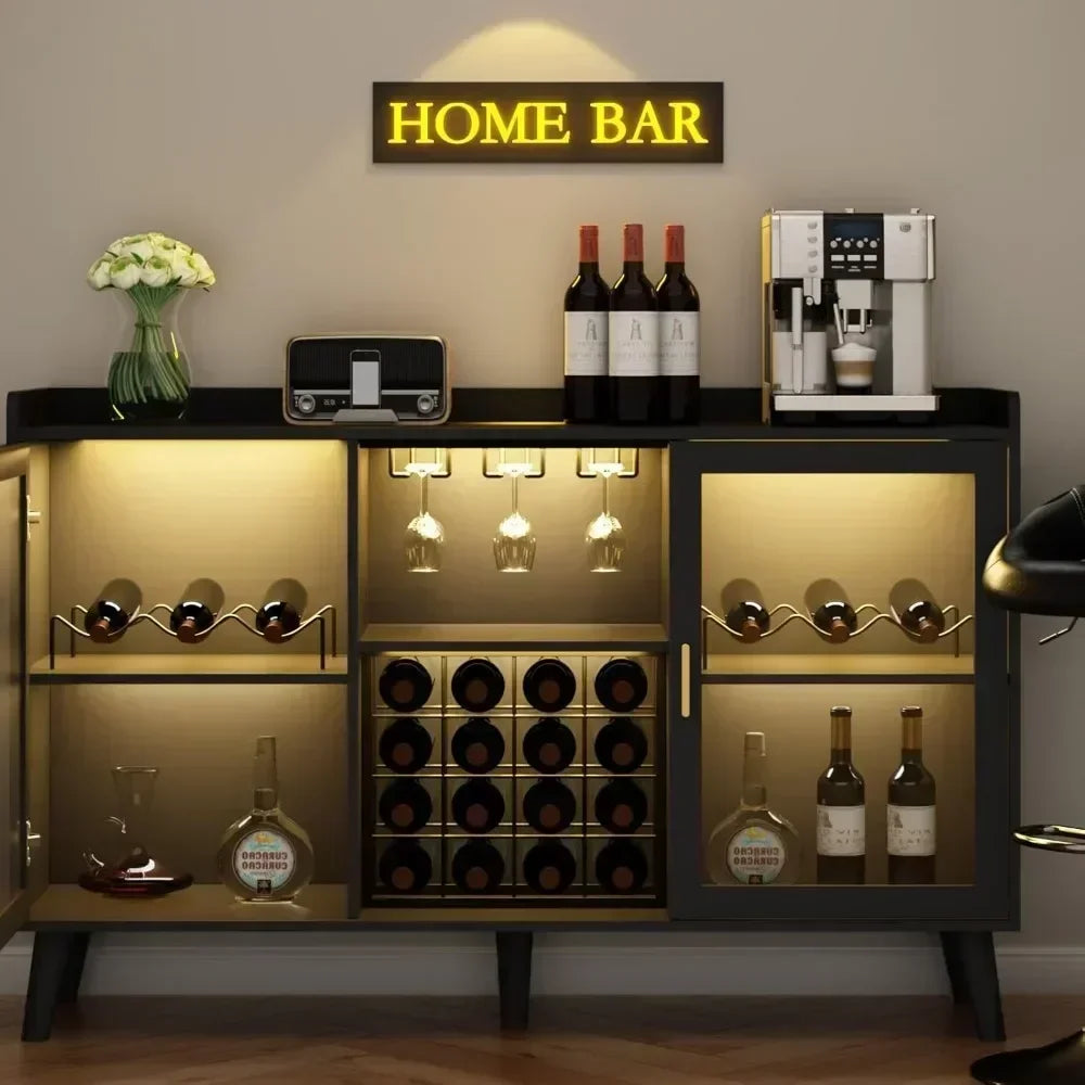 Guangbai Wine Bar Cabinet With Led Light And Glass Rack