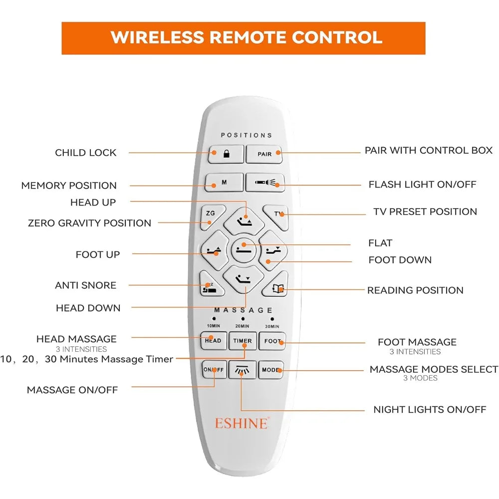 DUTRIEUX Adjustable Bed Frame With Gel Memory Foam Mattress