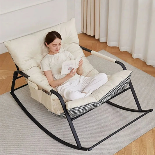 Oversized Bird Nest Rattan Rocking Chair With Cushions For Outdoor Terrace And Living Room