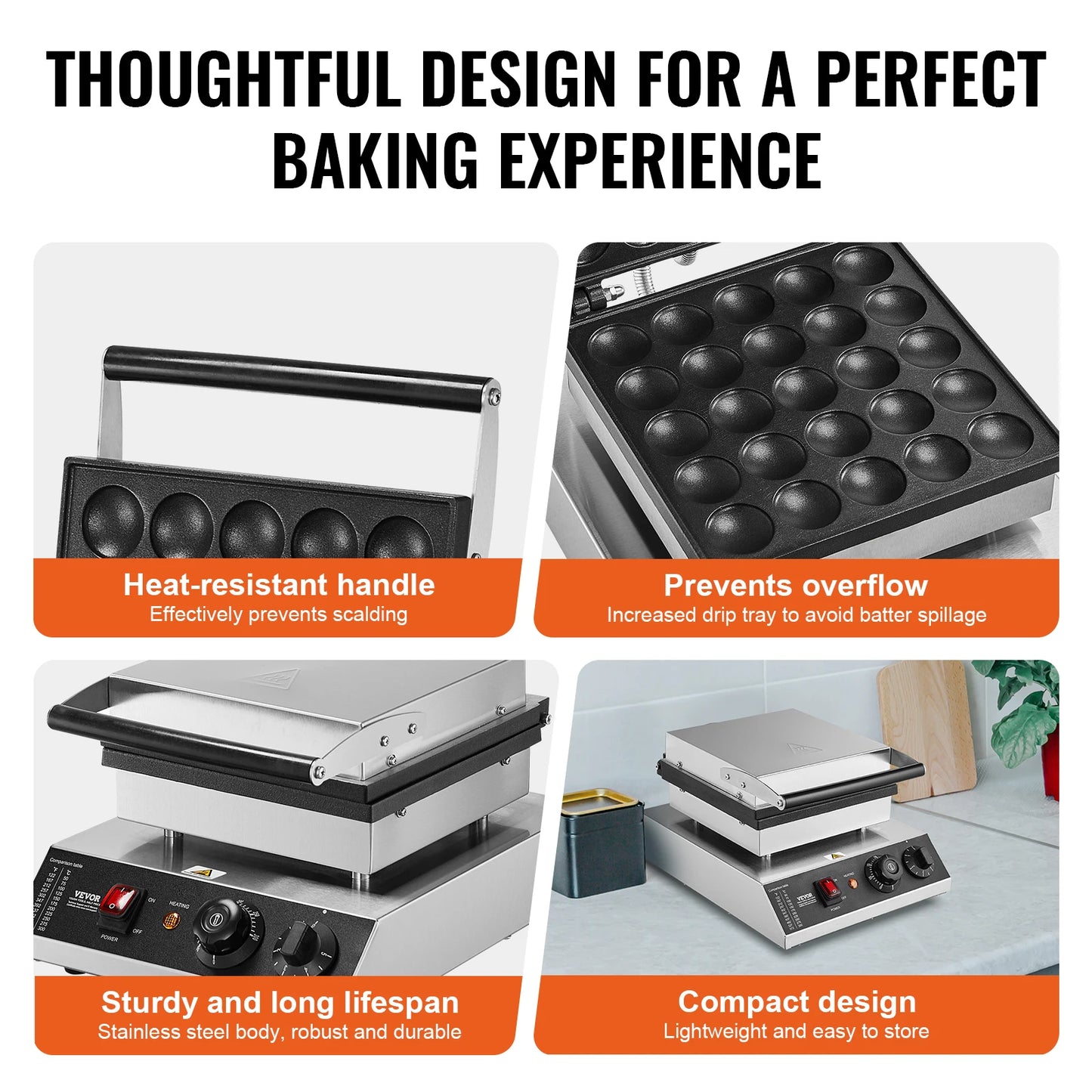 VEVOR Electric Waffle Maker Dorayaki Pancake Machine