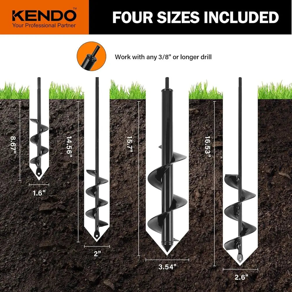 High Efficiency Spiral Drill Bit Set of 4 for Garden