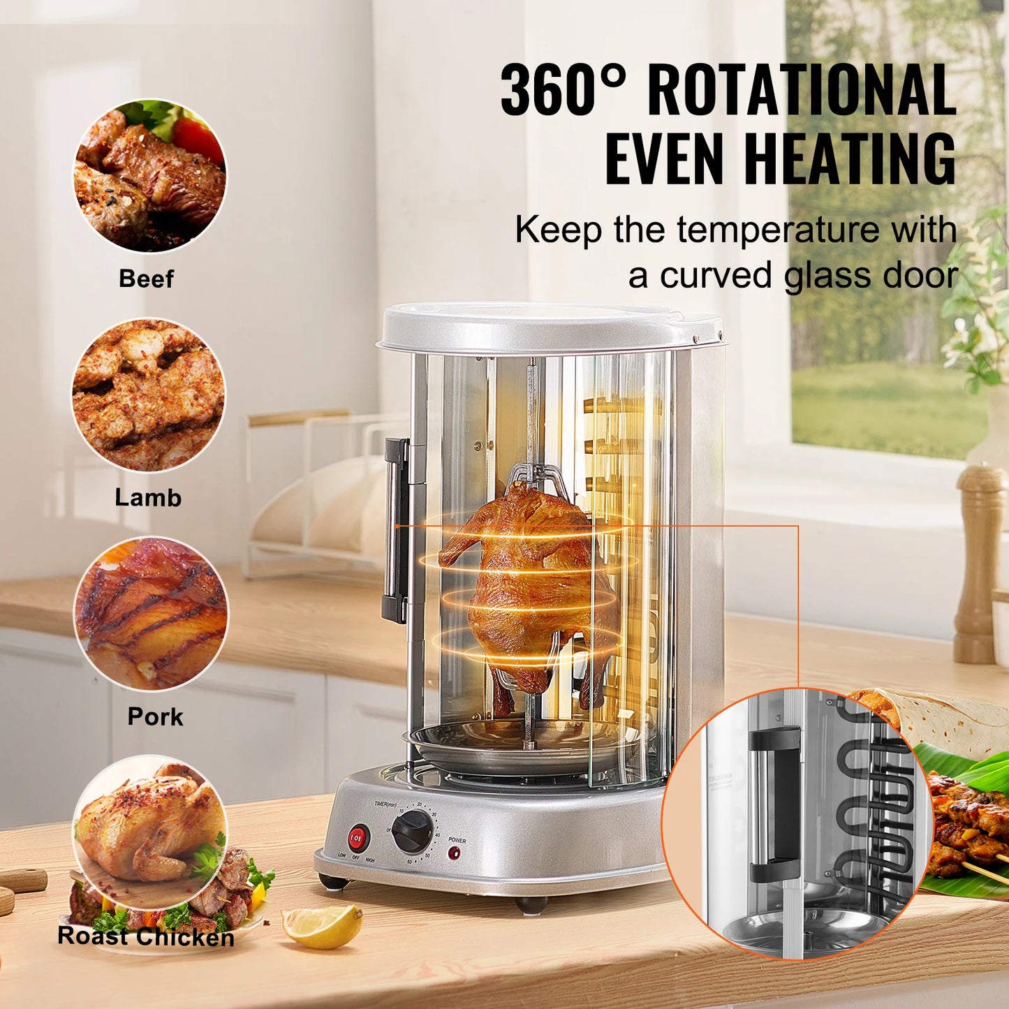 Shawarma Grill Machine Vertical Gyro Rotisserie Oven Doner Kebab