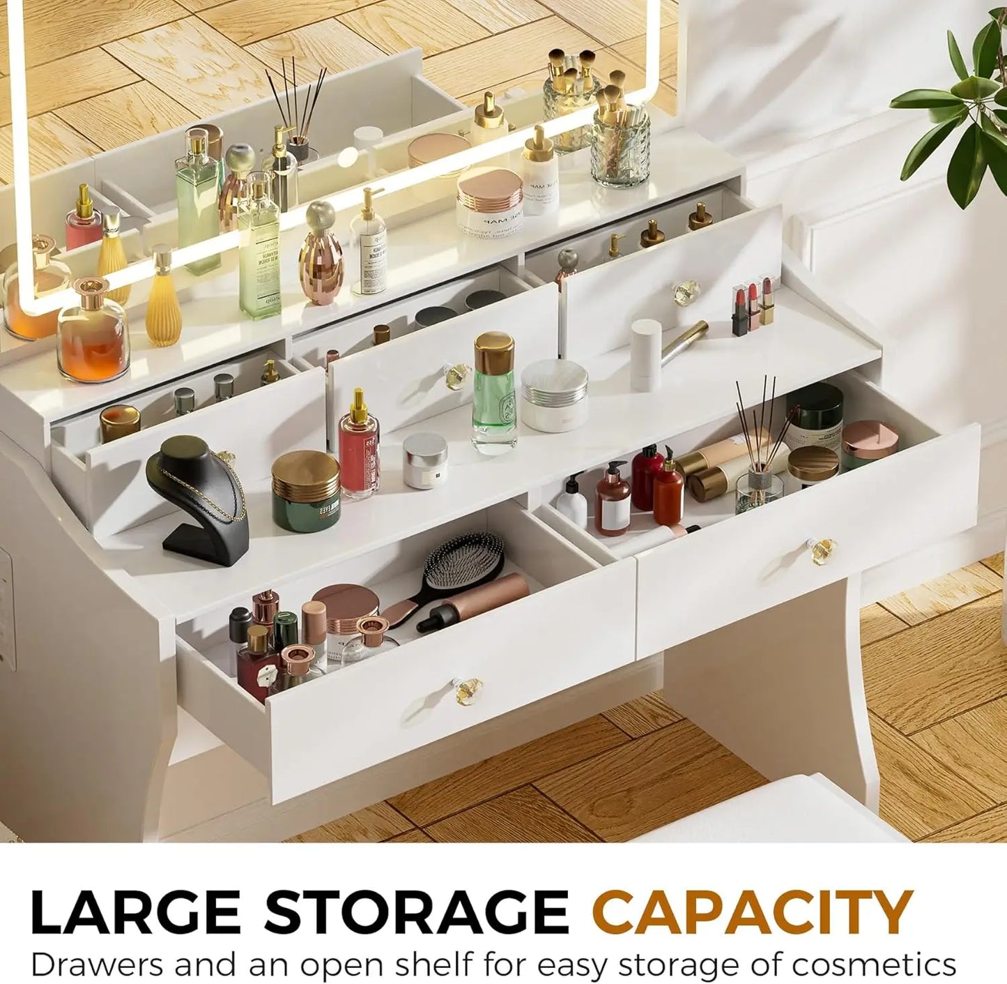 XMSJ Makeup Vanity Desk With Mirror And Lights