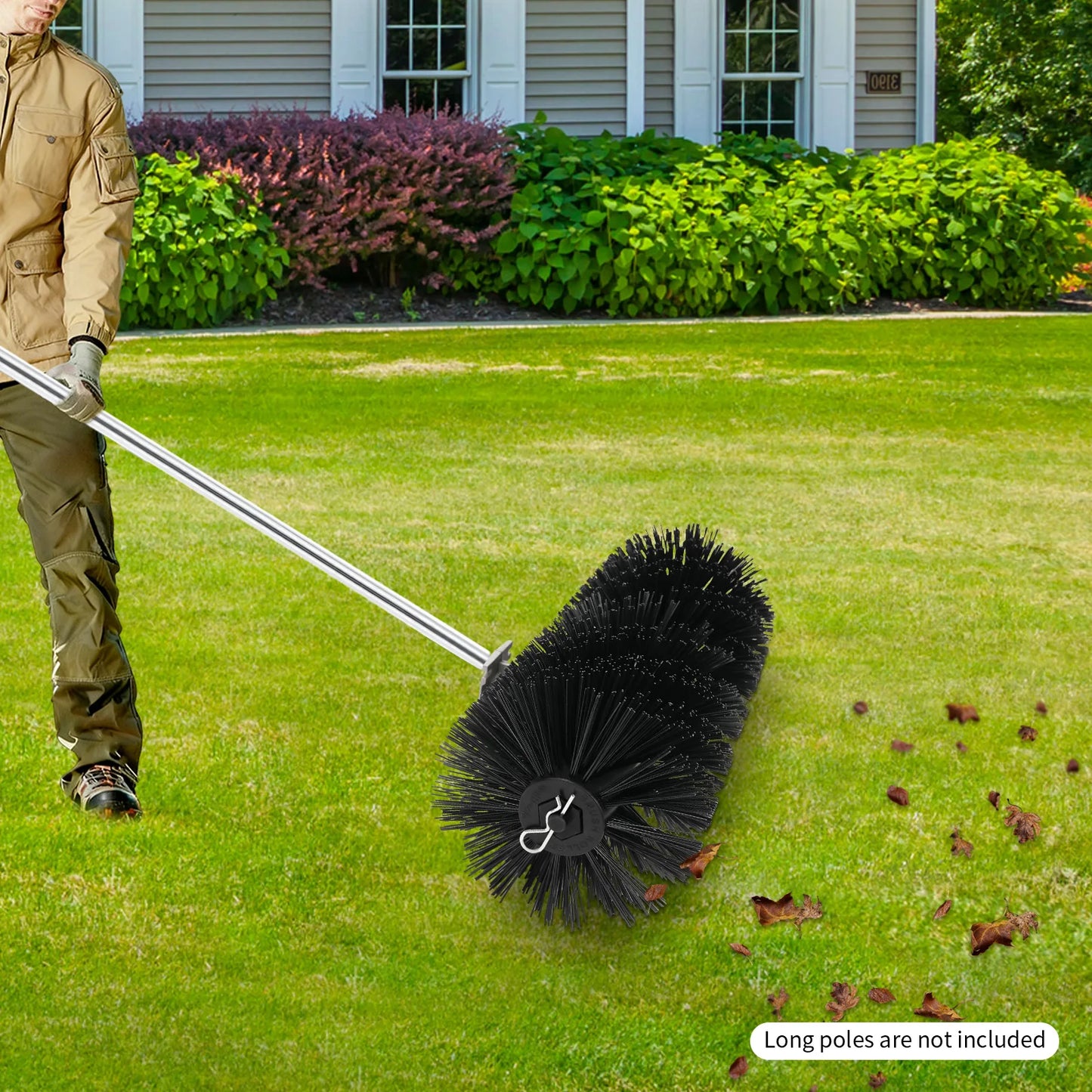 Bymaocar Lawn Mower Broom Head Sweeper Rolling Brush Attachment