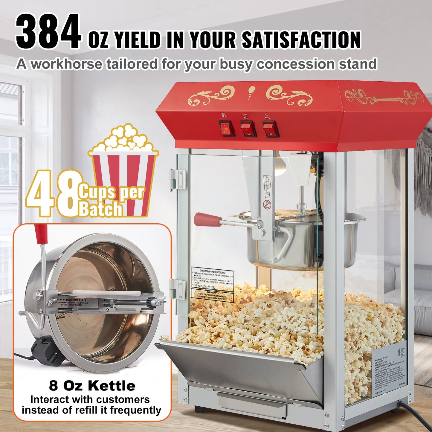 SucceBuy Electric Popcorn Maker for Commercial Use Unit