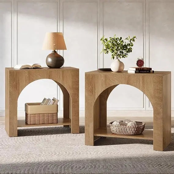 Nightstand with Storage, Large Bedside Table for Bedroom, Farmhouse Night Stand with Wooden Base, Wooden Side End Table for Bed