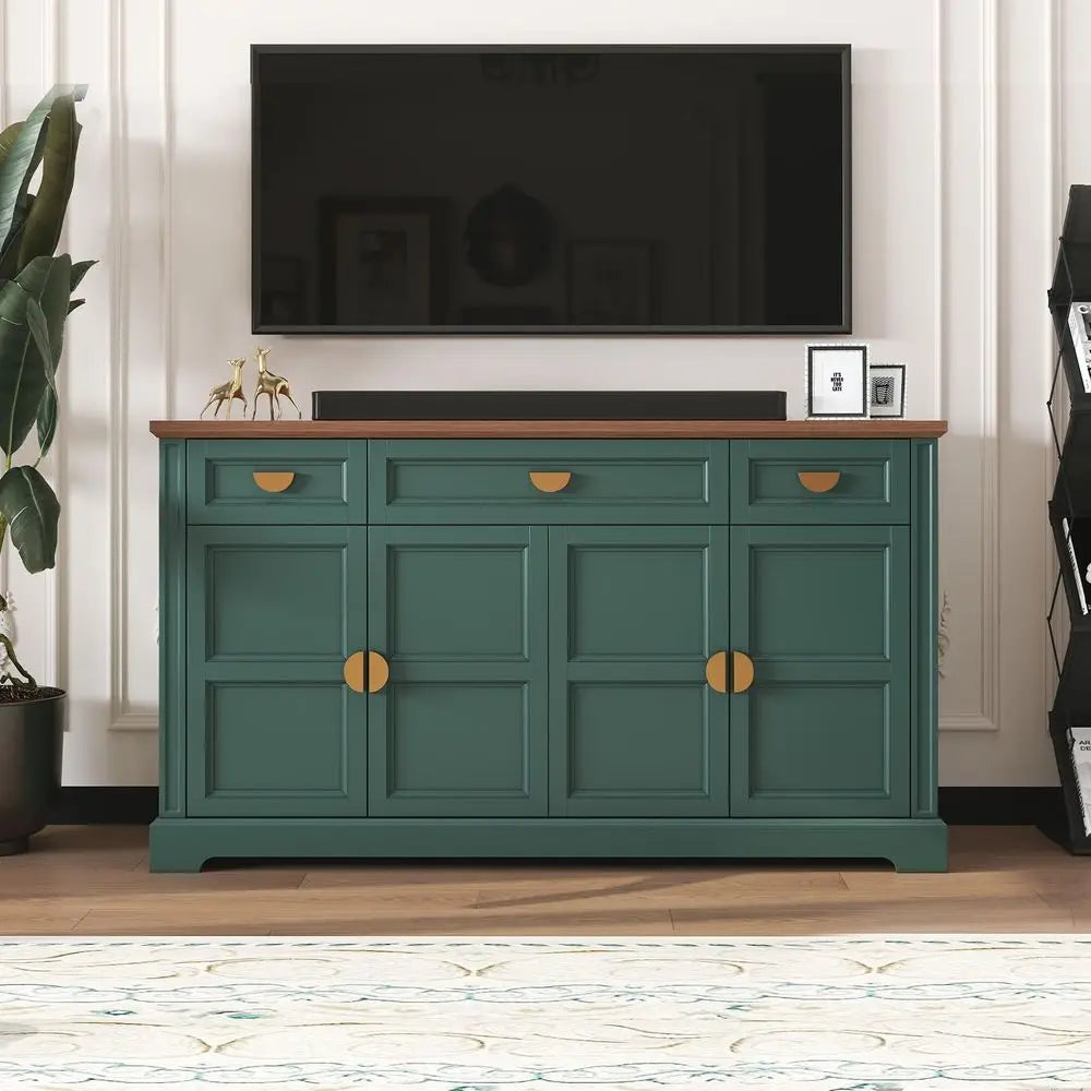 Shaker Style Buffet Sideboard Cabinet With Four Doors And Drawers