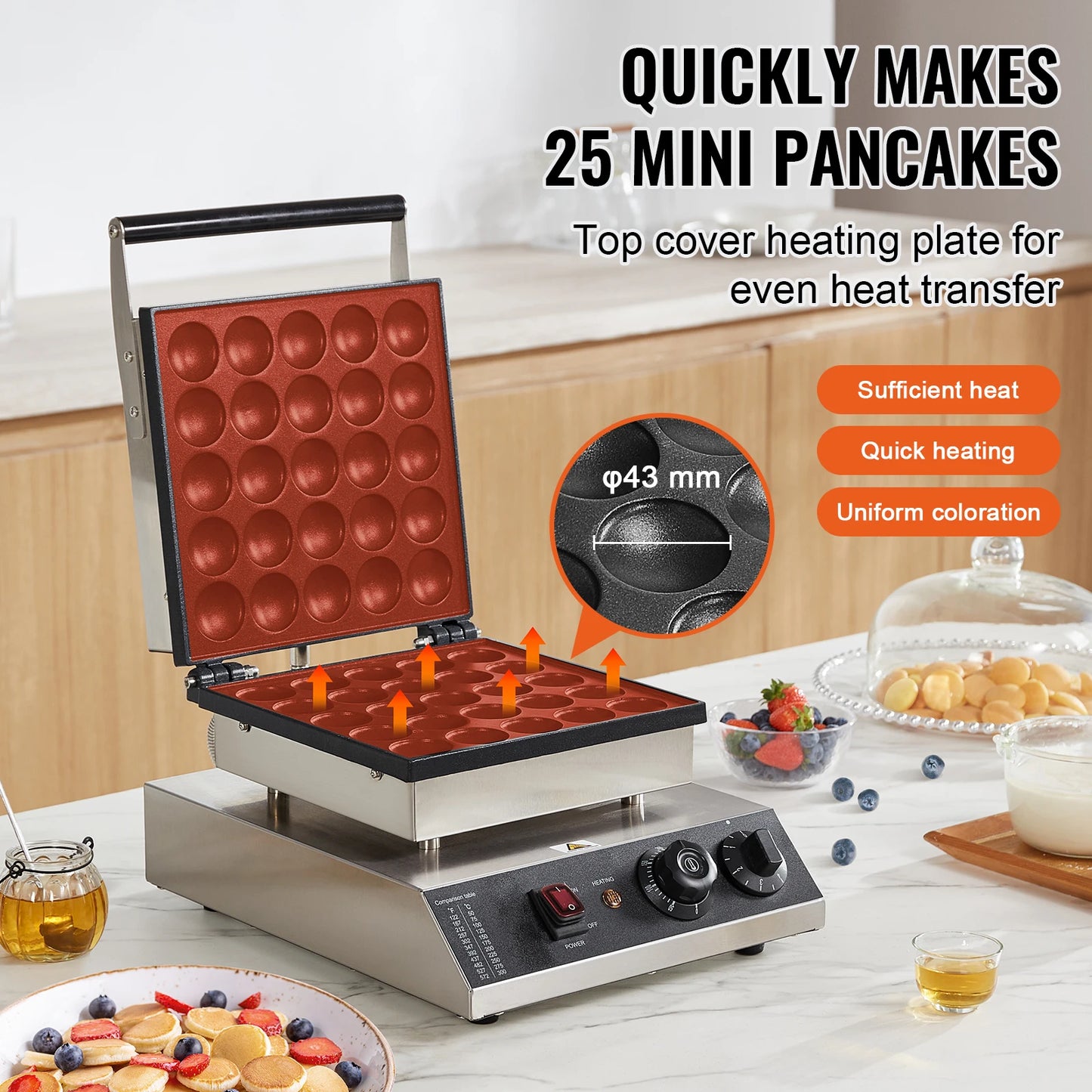 VEVOR Electric Waffle Maker Dorayaki Pancake Machine