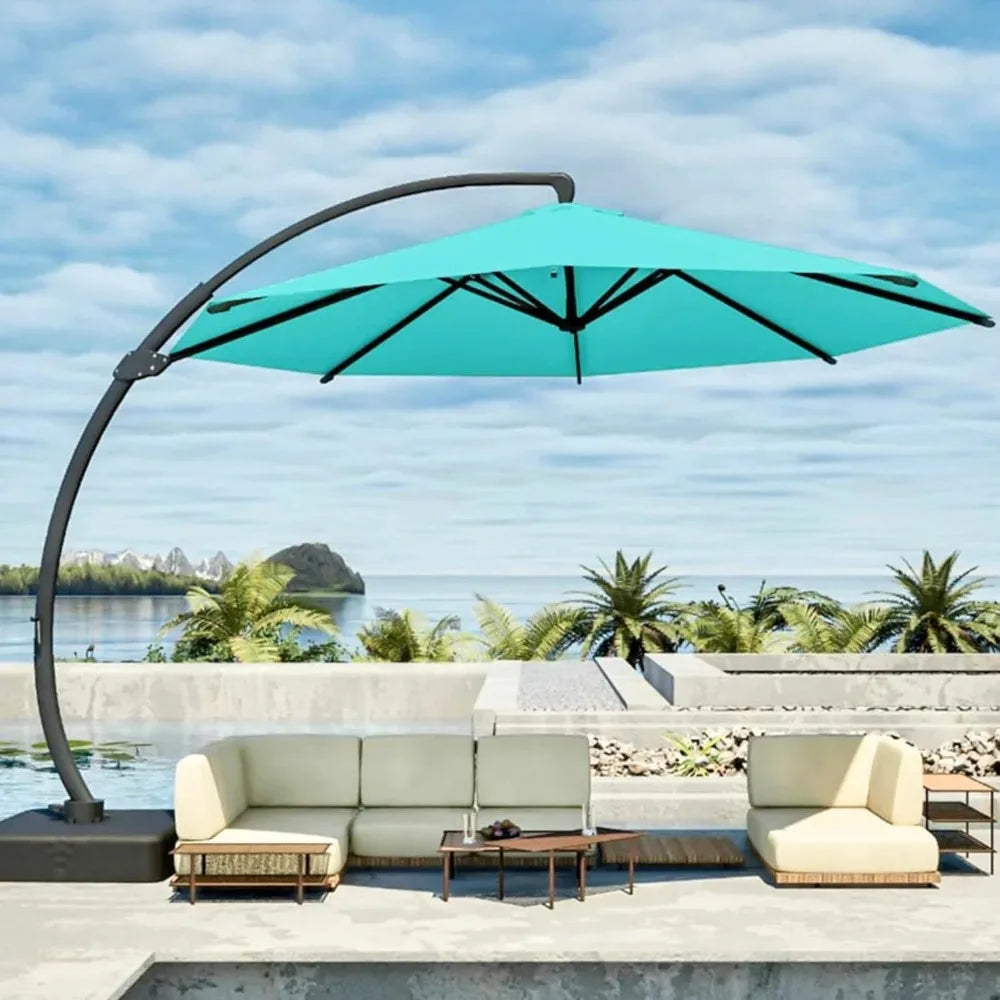 Cantilever Umbrella With Base Heavy Duty 360 Degree Rotating Stand