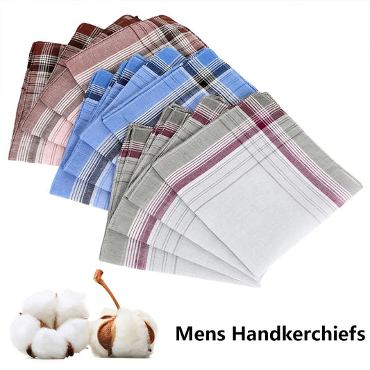 Men's Handkerchief Towels Multicolor Plaid Stripe Pocket Square Hankies For Grooms Weddings Prom Celebration Party