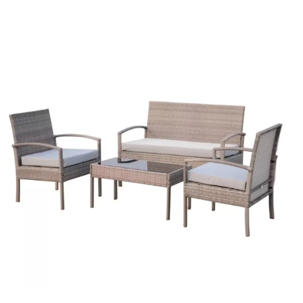 Hign-concerned Patio Furniture Set with Cushions Chairs Sofa Tea Table