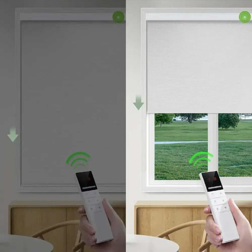 XMSJ Motorized Blackout Window Blinds Remote Control