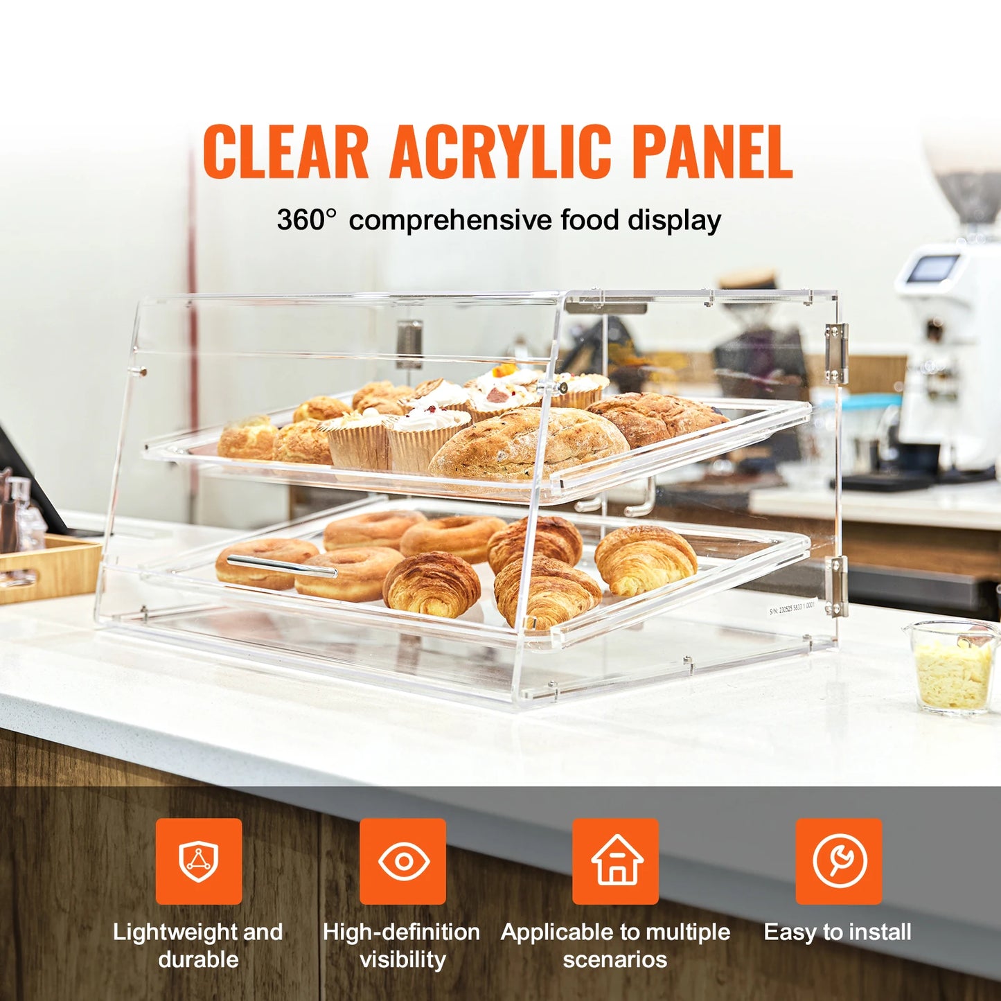 VEVOR Pastry Display Case Acrylic Countertop Bakery Display
