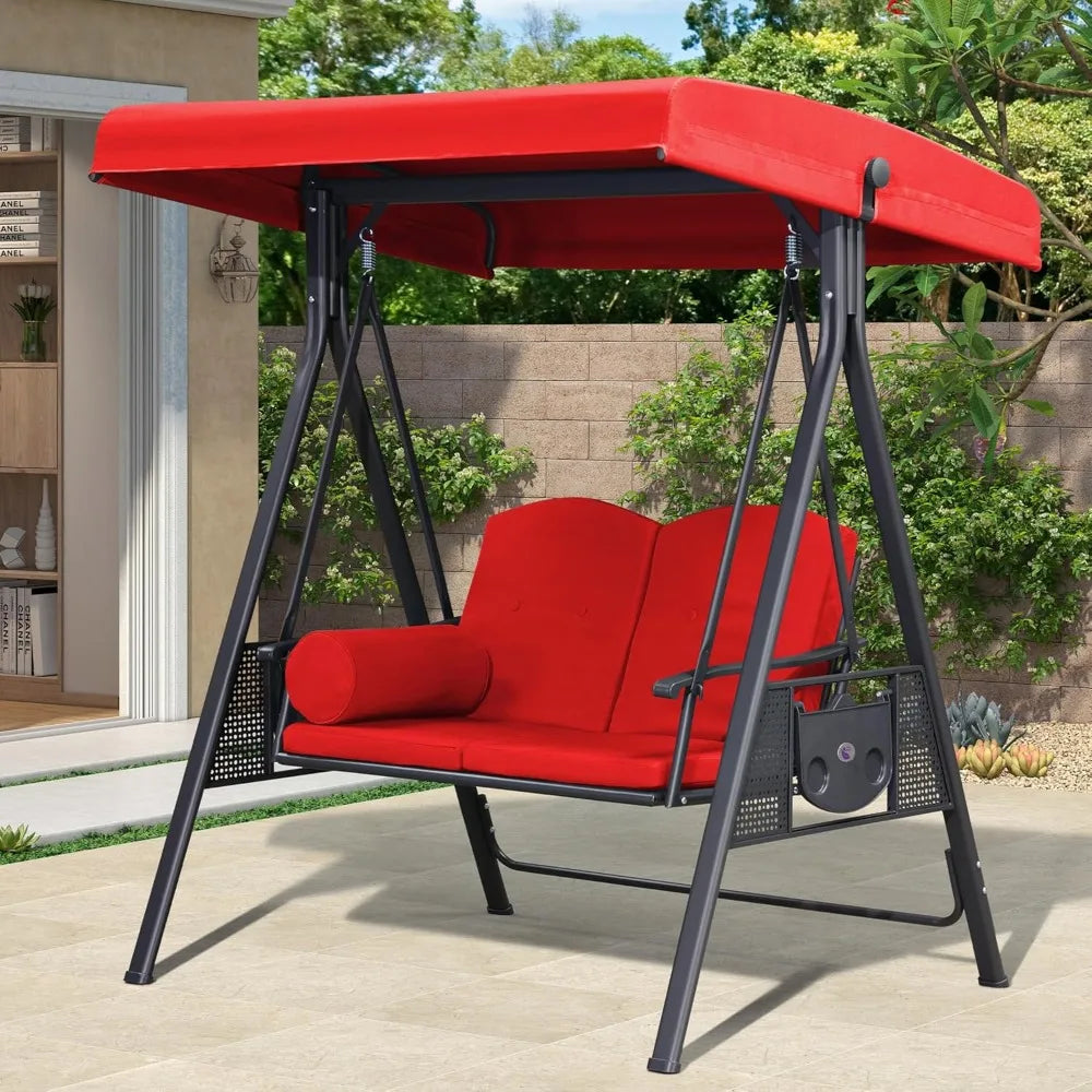 Patio Porch Swing With Stand 2 Seat Adjustable Canopy