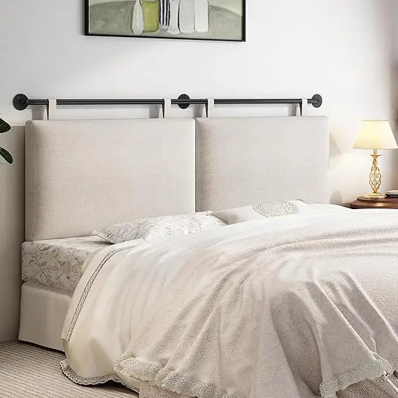 Queen Size Linen Upholstered Wall-Mounted Headboard for Bed