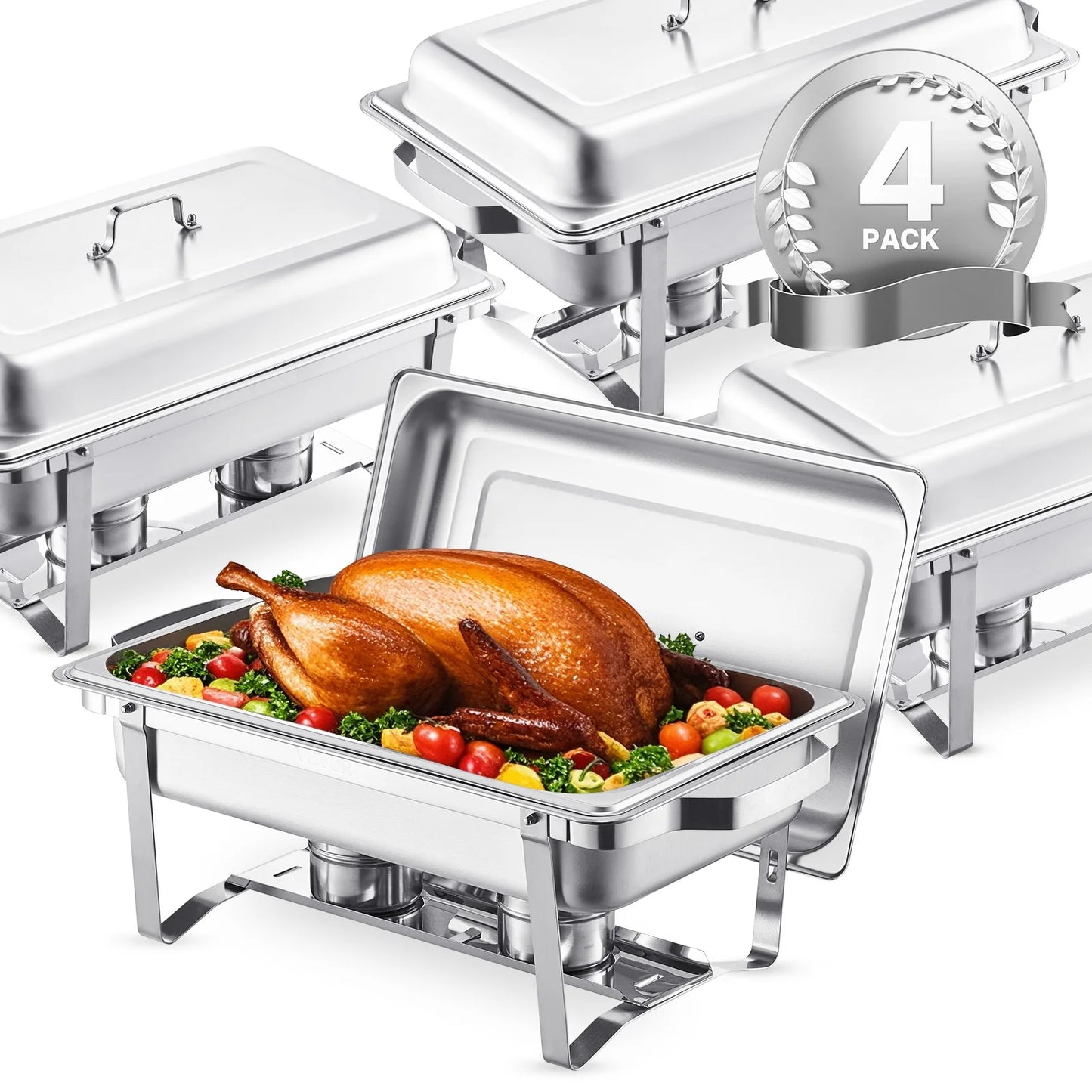 SucceBuy Stainless Steel Chafing Dish Buffet Set With Full And Half Pans