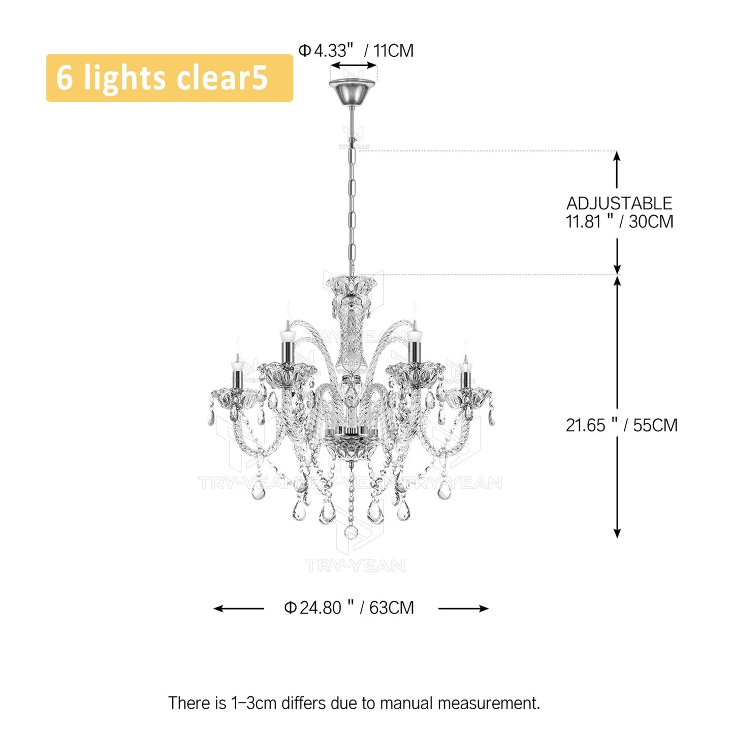 Ridgeyard K9 Crystal Chandelier Four To Eighteen Arms