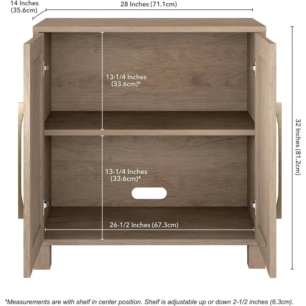 Wide Rectangular Accent Cabinet For Home Office Storage