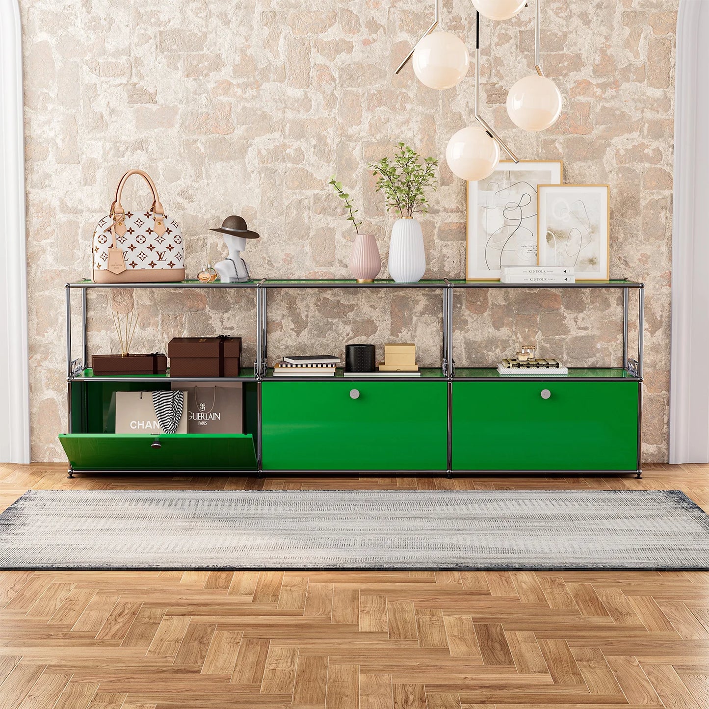 Bedside Storage Cabinet Organizer with Stainless Metal Nightstand and Door & Bookshelf For bedroom Living Room Study Room