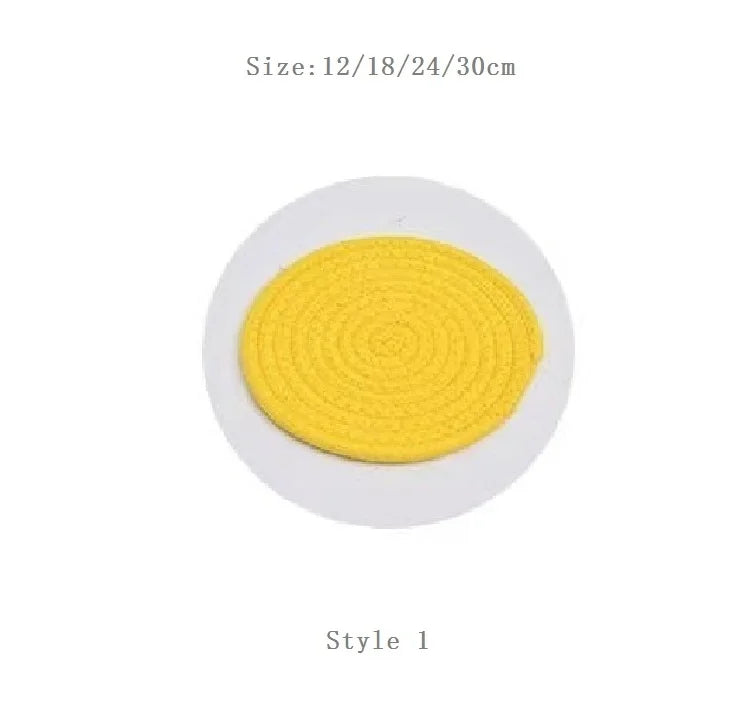 HeMu Round Woven Cotton Dining Table Mat Thermal Insulation Mat Household Anti Scalding Tea Cup Mat Circular Dish Mat