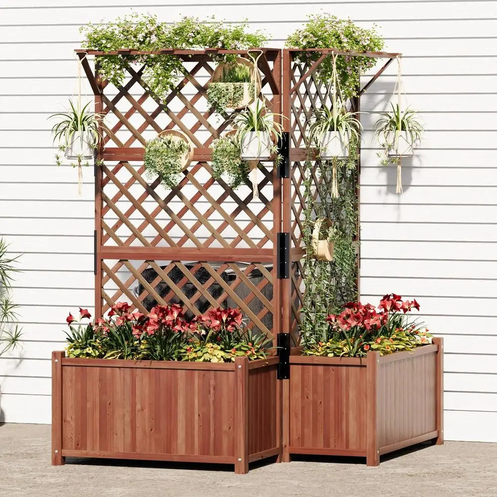 Raised Garden Beds with Trellis 2-Pack for Vegetables