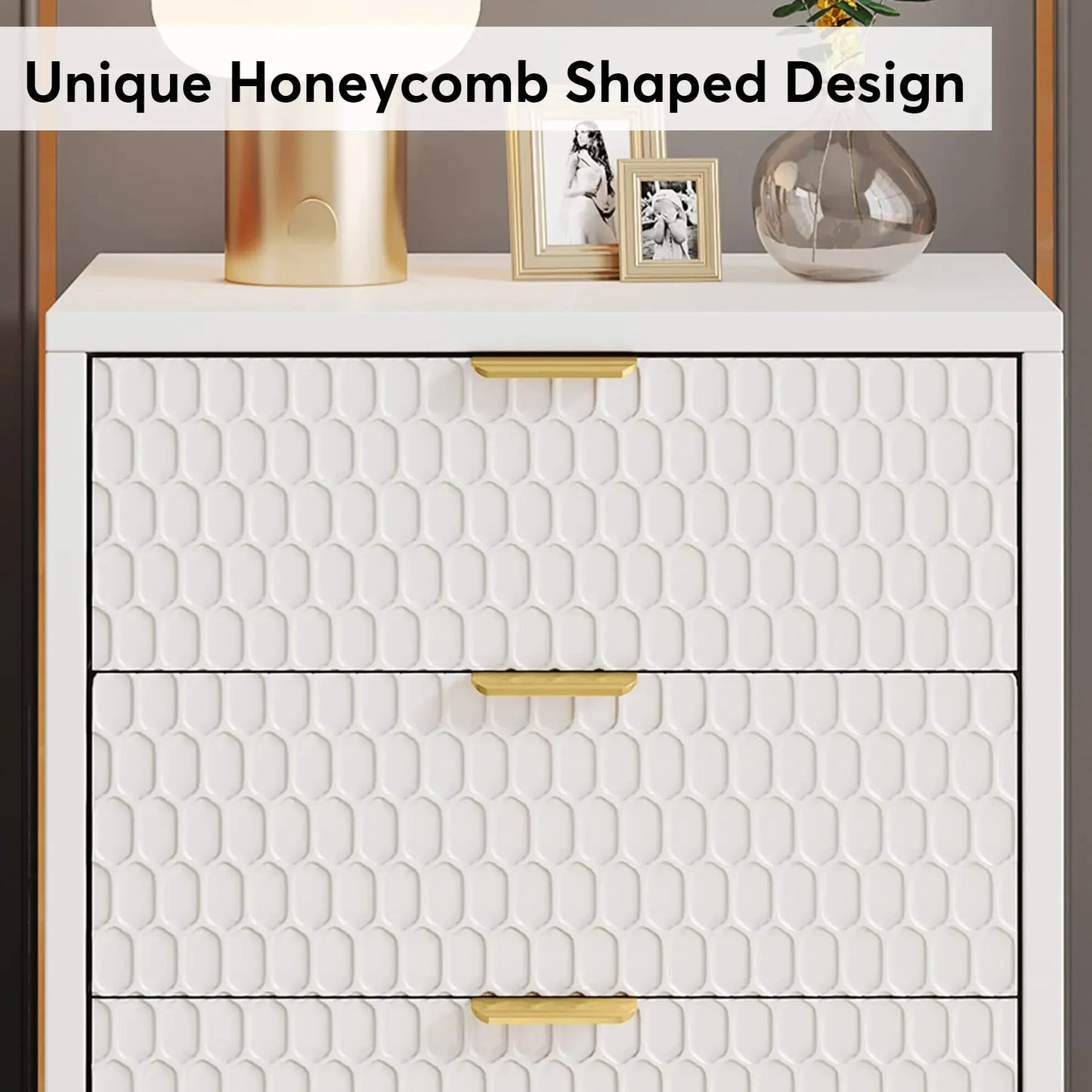 Tribesigns Modern Nightstand With 3 Drawers Bedroom Storage