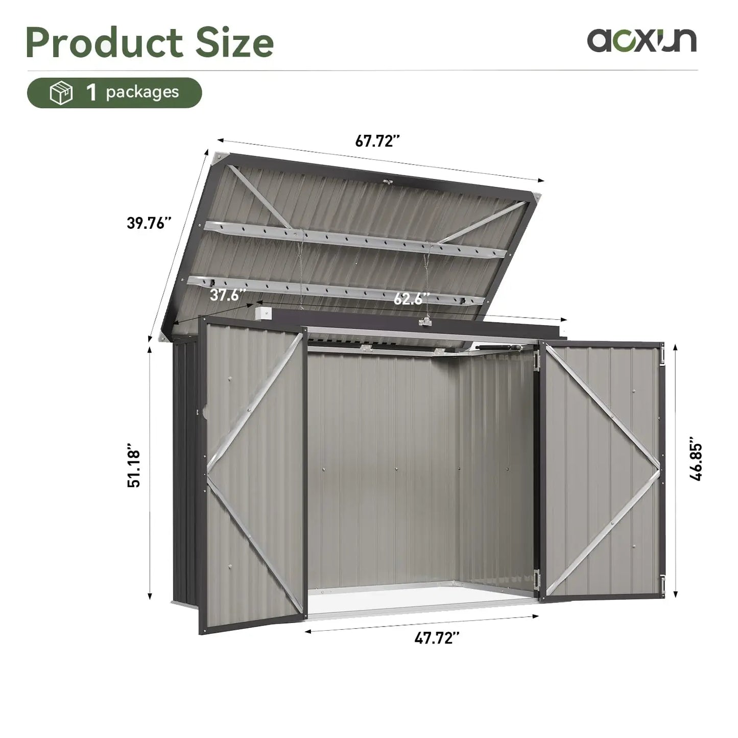 Metal Outdoor Storage Shed Chain Lid Waterproof Garbage Can Organizer For 2 Bins
