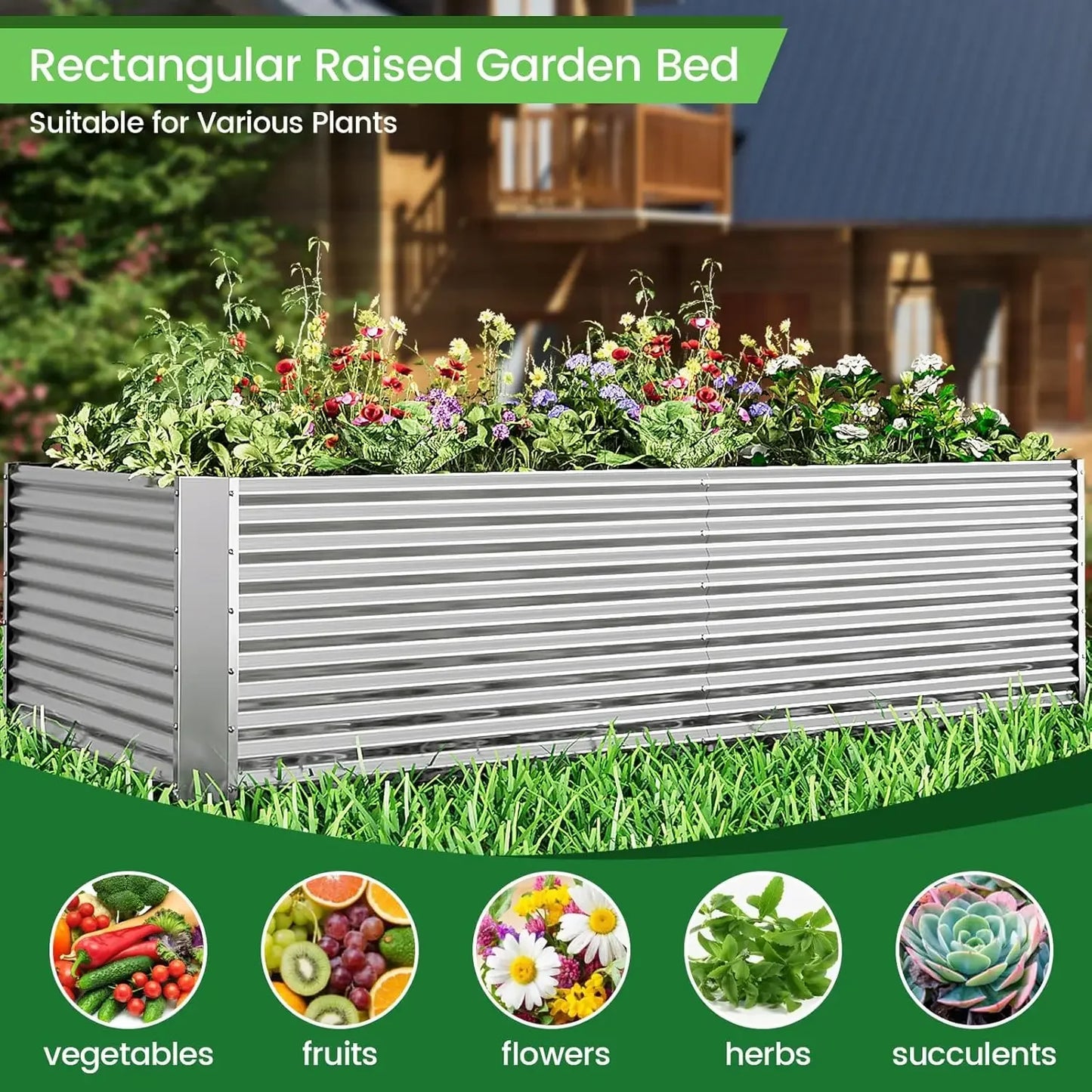 NEW 2pcs Tall 8x4ft Galvanized Raised Garden Bed Outdoor,Above Ground Garden Bed for Vegetable,Metal Raised Beds for Flower
