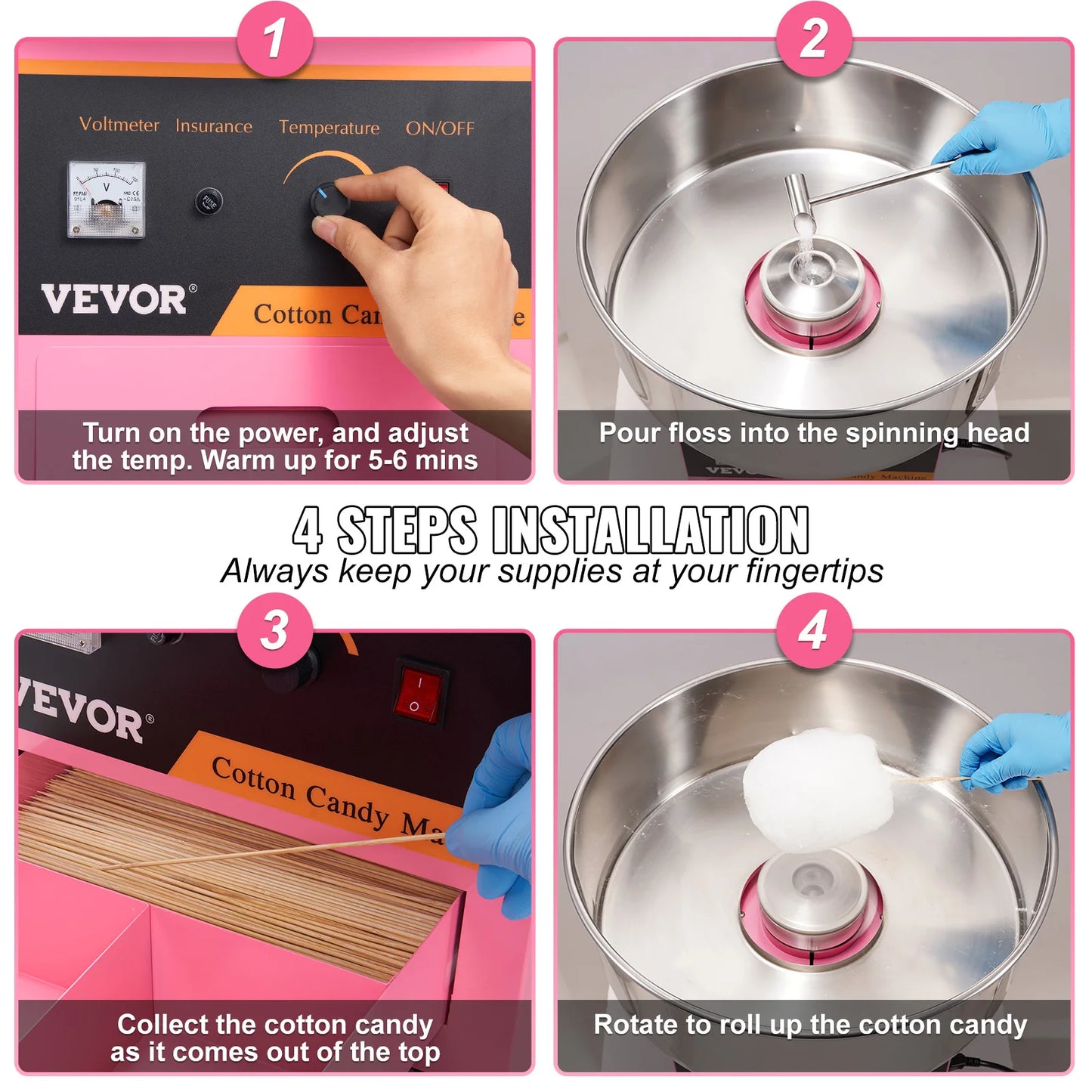 Succebuy Electric Cotton Candy Machine With Stainless Steel Bowl