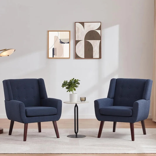 ZHUXIANG Mid Century Modern Tufted Linen Accent Chairs