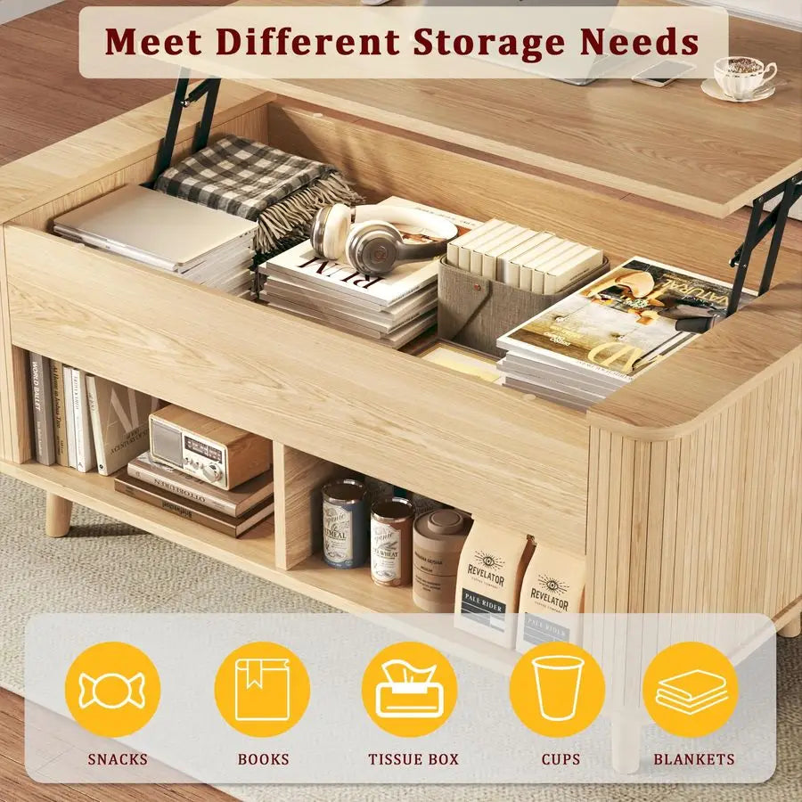 Mid Century Modern Lift Top Coffee Table With Hidden Storage