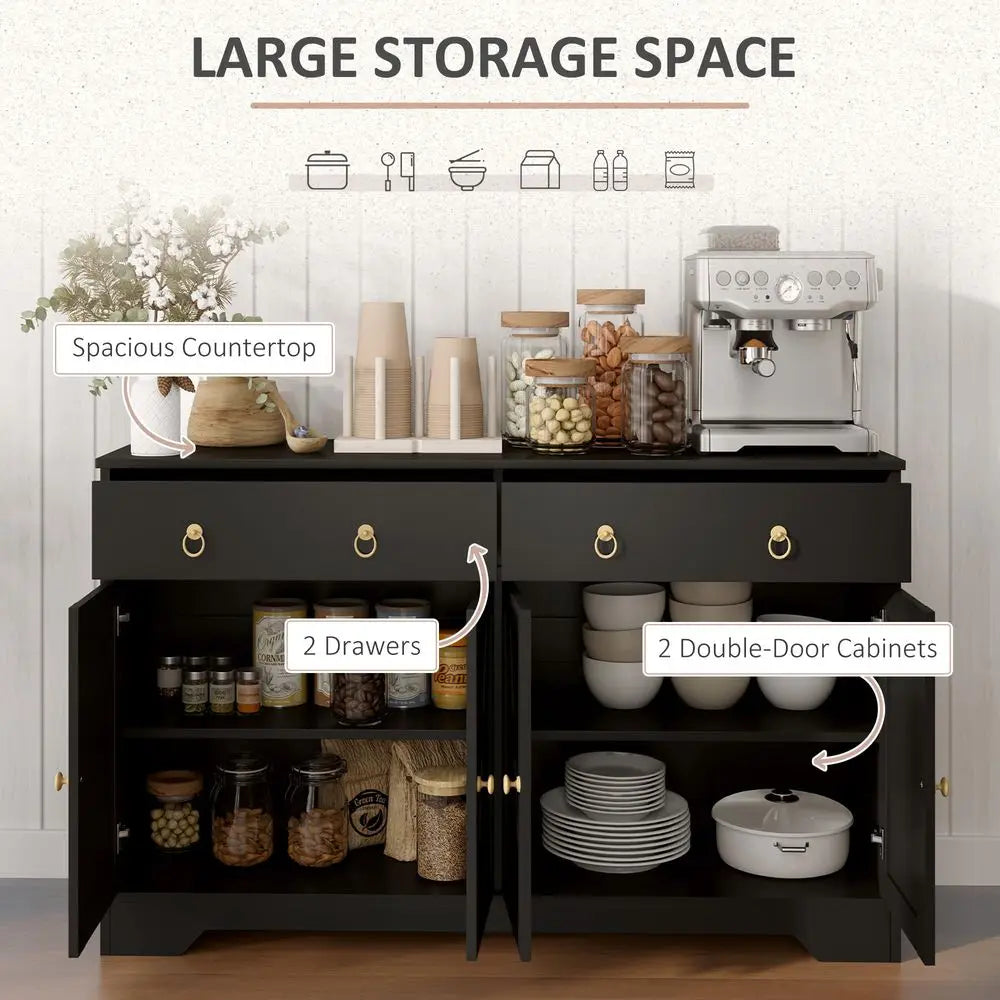 Sideboard Buffet With 2 Drawers And Barn Doors Farmhouse Kitchen Cabinet