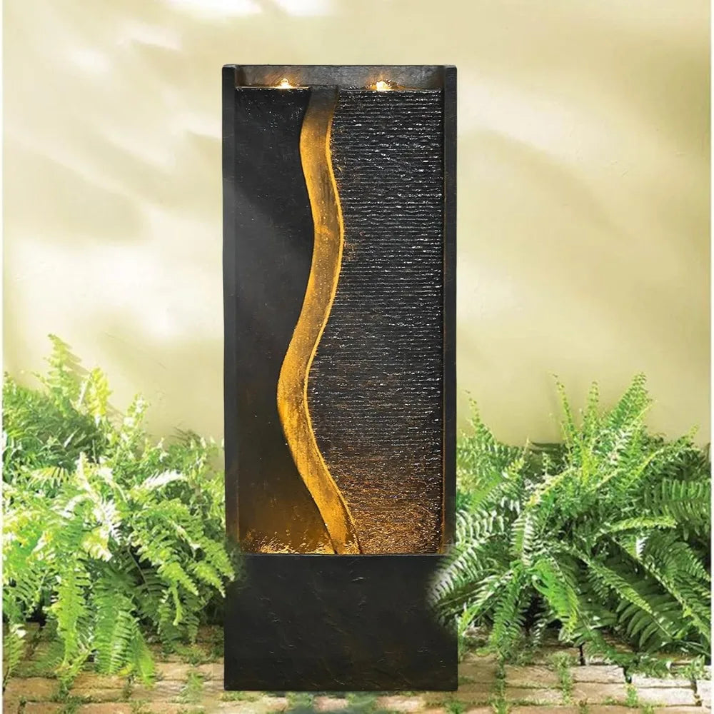 Tankana Outdoor Cube Fountain With LED Lights For Patio