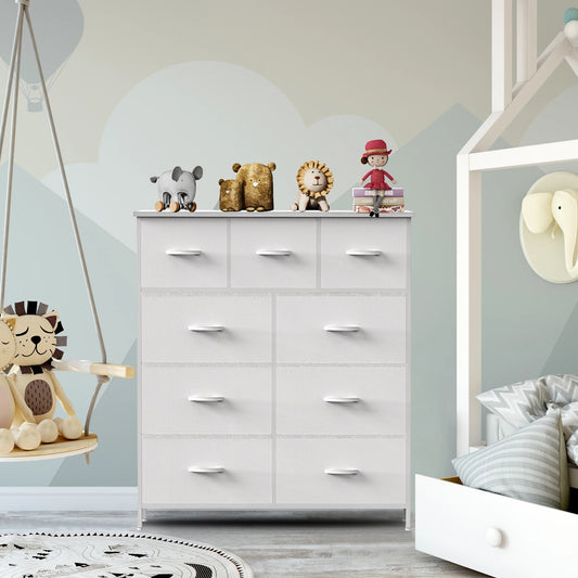 JHK 9 Drawer Fabric Storage Dresser Wardrobe Tall Chest Organizer For Bedroom
