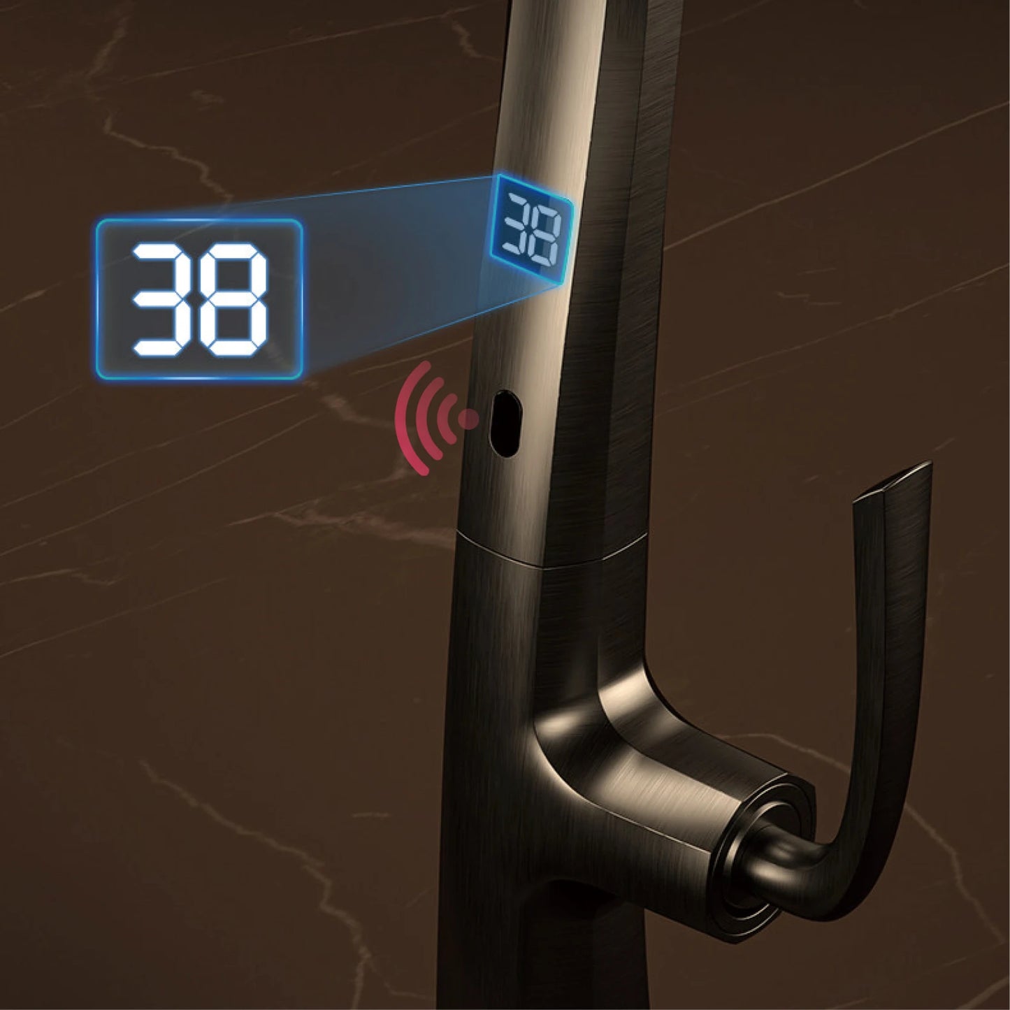 Luxury brass gun gray kitchen faucet Digital display Intelligent induction magnetic suction Pull-Out design Cold & hot sink Tap