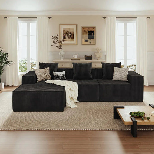 XIAOLANG Corduroy Sectional Sofa Bed L Shaped Couch
