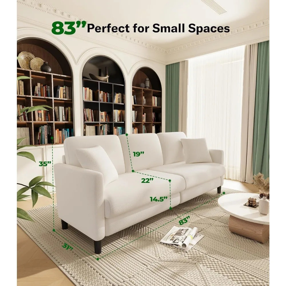 DAFIFY Modern Teddy Fleece Loveseat Sofa For Living Room