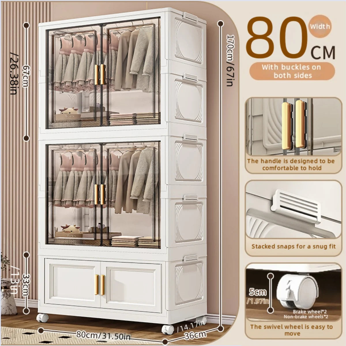 NONECN Foldable Plastic Storage Box For Bedroom Closet
