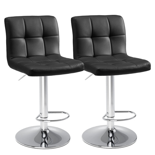JHK PU Leather Bar Stools Set Of 2 Upholstered Counter Height Stools With Comfortable Backrest SGS Certified